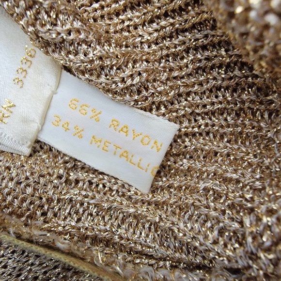 Vintage Jeri Jo New York Gold Metal thread Knit Top Long Maxi Skirt Hong Kong M - Picture 5 of 14